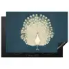 Vogel - Blauw - Vintage Inductie beschermer vinyl 3mm klein -3d