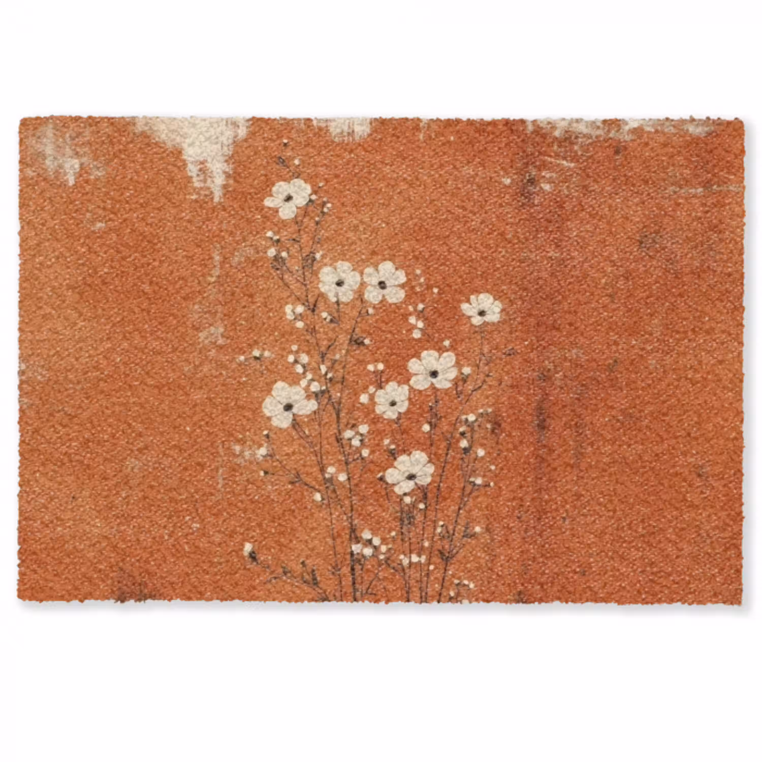Bloemen - Wit - Subtiel - Roestkleur Deurmat klein -zkaufland3d
