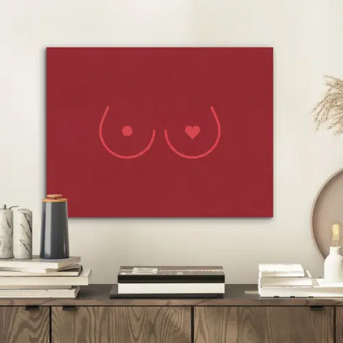 Minimalistisch - Lijnillustratie - Rood PET vilt klein -sfeer1