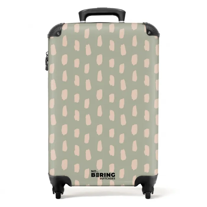 Patronen - Patroon van beige vlekken op Olijfgroene achtergrond NBS - Handbagage koffer - Kinderen Unisex middel -productfoto_recht