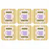 More coffee - Geel - Paars - Strepen - Mok onderzetter kurk middel -3d