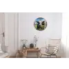 Doorkijk - Koe - Weiland - Dieren - Natuur Wandcirkel aluminium klein -woonkamer