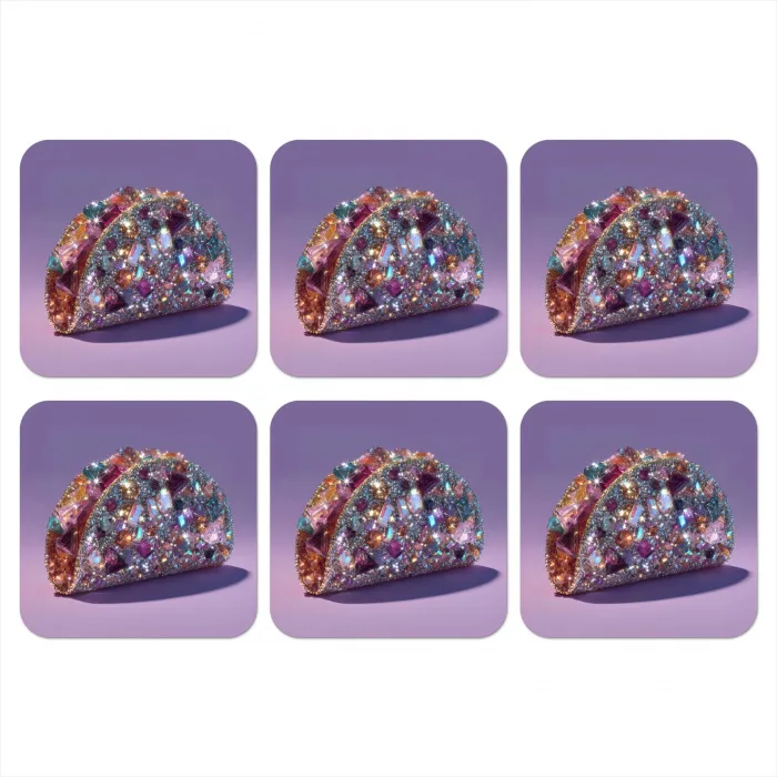 Edelstenen - Glitters - Paars - Kleurrijk onderzetter kurk middel -3d
