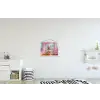 Pink - City - Bloemen textielposter latten blank klein -kinderkamer