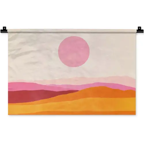 Heuvels - Oranje - Zon - Abstract Wandkleed katoen klein -zz3d