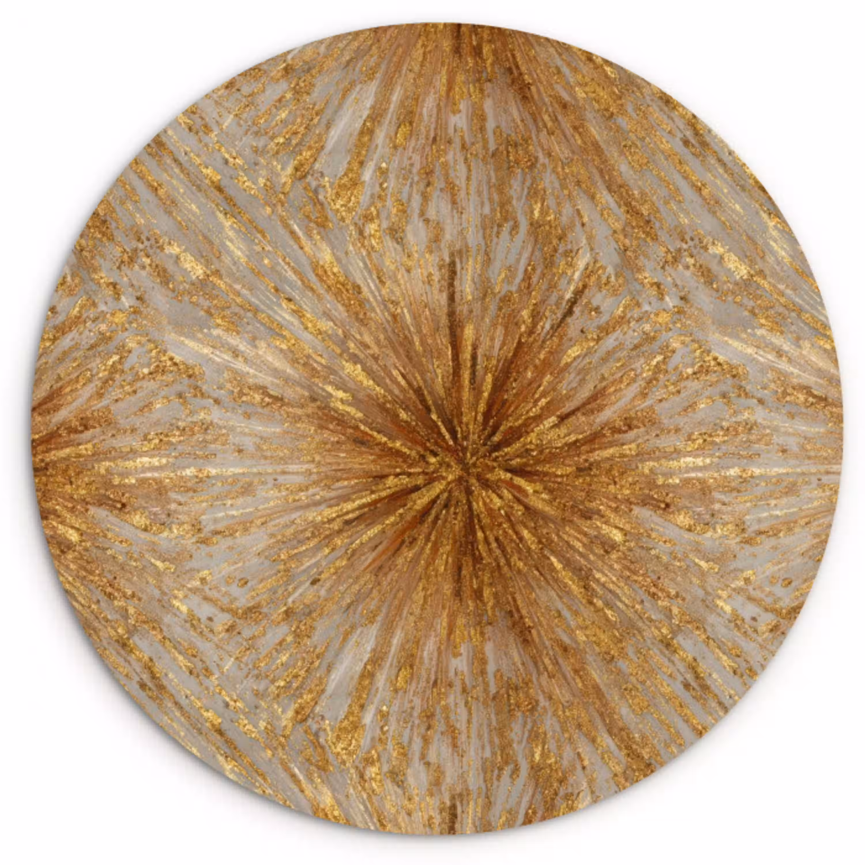 Explosie - Abstract - Goud - Wit Wandcirkel kunststof plaat 5mm dik klein 188 -3d
