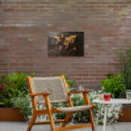 Wereldkaart -  Hout - Mozaïek Tuinposter op houten frame 2 cm dik klein -sfeer3