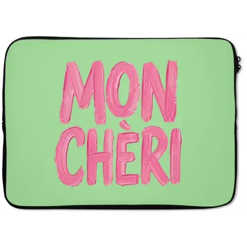 Mon cheri - Groen - Roze laptophoes neopreen klein -zkaufland3dotto