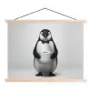 Pinguïn - WC rol - Wit textielposter latten blank klein -3d