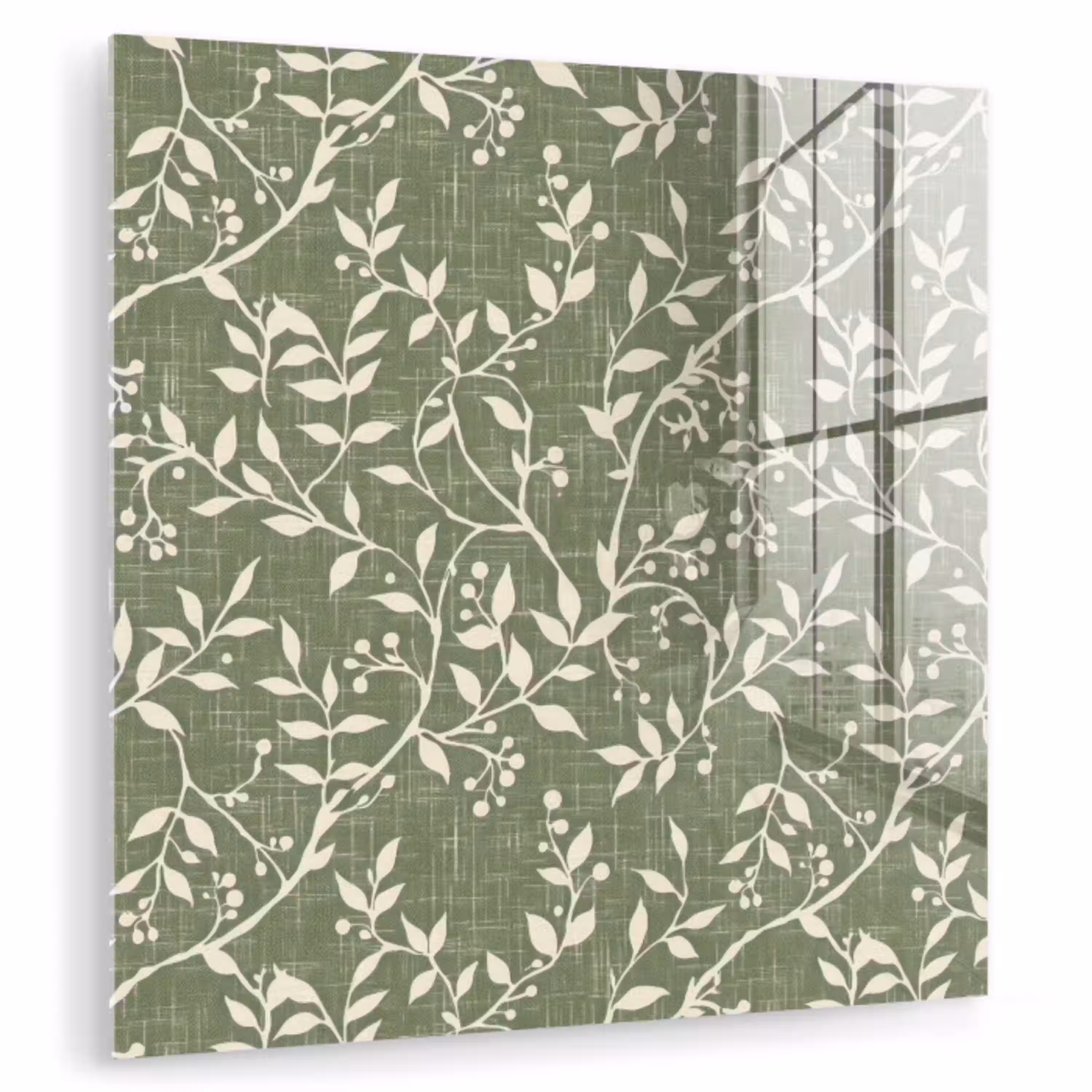 Saliegroen - Botanisch - Takken - Besjes - Linnen - Patroon plexiglas 5mm klein 11 -zzzproduct_nieuw