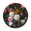 Stilleven met bloemen in een glazen vaas - Schilderij van Jan Davidsz. de Heem Wandcirkel aluminium klein -3d