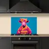 Koe - Bloemenkrans - Oorhangers - Kimono keuken achterwand spatscherm klein -sfeer1