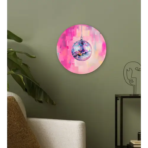 Discobal - Pink - Verf Wandcirkel plexiglas klein -sfeer3