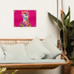 Lama - Kimono - Bloemenkrans - Felroze tuinposter los doek klein -sfeer7