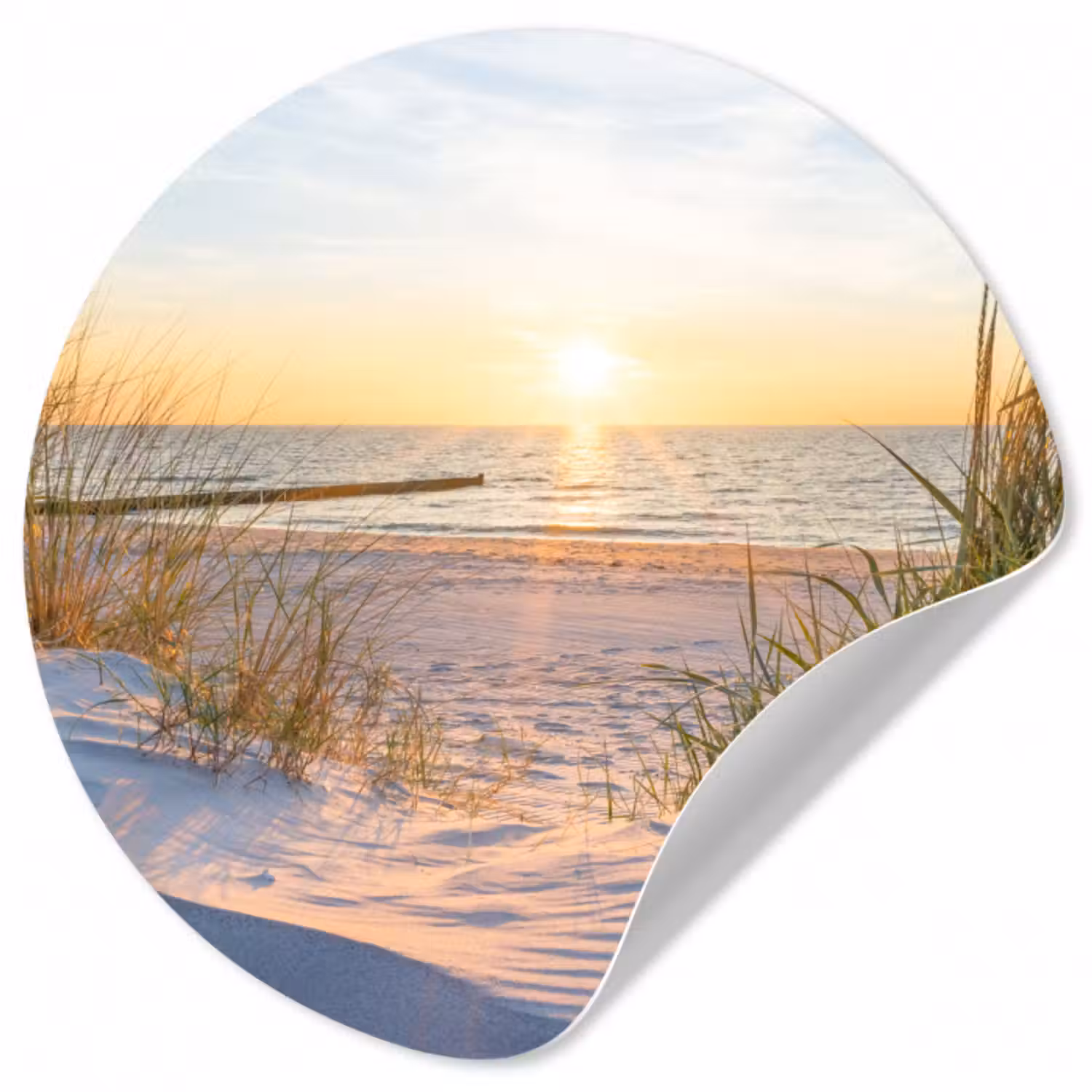 Runde Tapete - Strand - Sonne - Düne - Gras - Sand - Horizont
