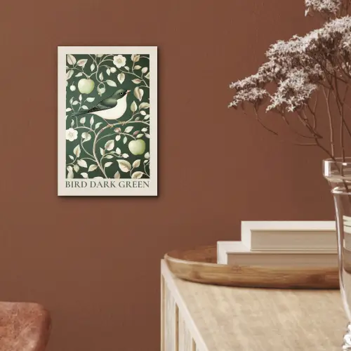 Groen - Vogel  - Bloemen aluminium wit klein -sfeer4