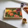 Bloemenveld - Zonnestralen - Oranje Dienblad Rechthoek middel -sfeer2
