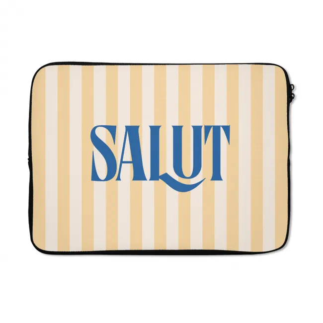 Laptop hülle - Salut - Zitat - Streifen - Gelb - Blau - Weiß