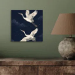 Kraanvogels - Nachthemel - Blauw aluminium wit klein -sfeer2