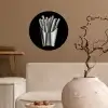 Frietjes - Futuristisch - Zilver Wandcirkel behangsticker klein -sfeer1