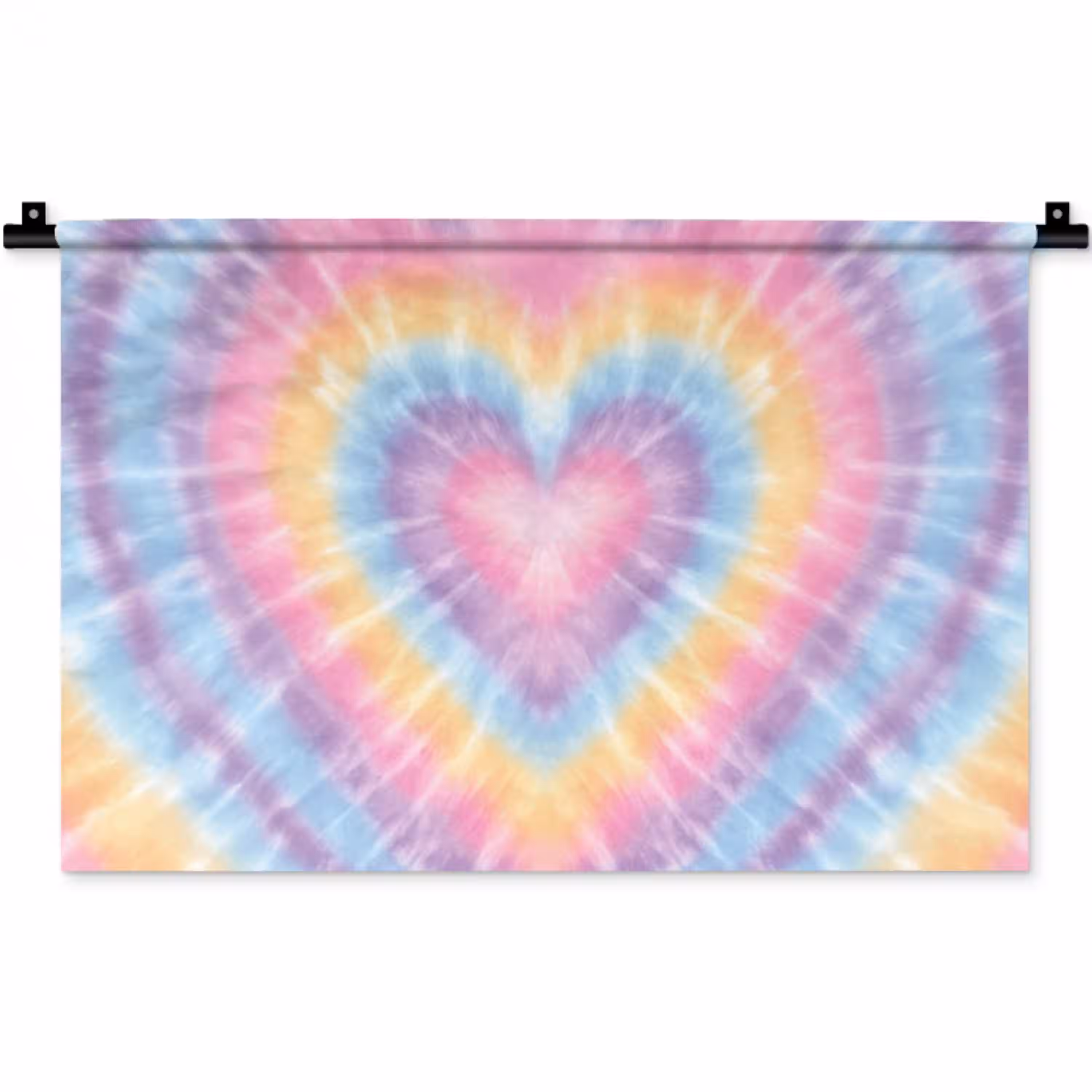 Hartvorm - Pastelkleuren - Tie Dye Wandkleed katoen klein -zz3d