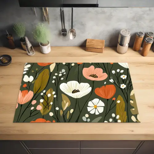 Bloemen - Illustratie - Groen Inductie beschermer vinyl 3mm klein -sfeer5