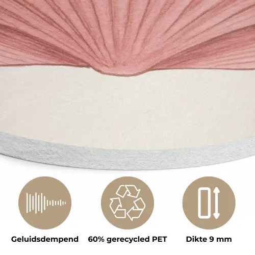 Schelp - Roze - Ribbels Akoestische PET Vilt - Rond klein -closeup_NL