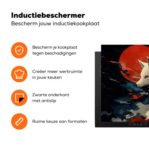 Witte vos - wolken - maan Inductie beschermer vinyl 3mm klein -zzzzzzz-td-ups