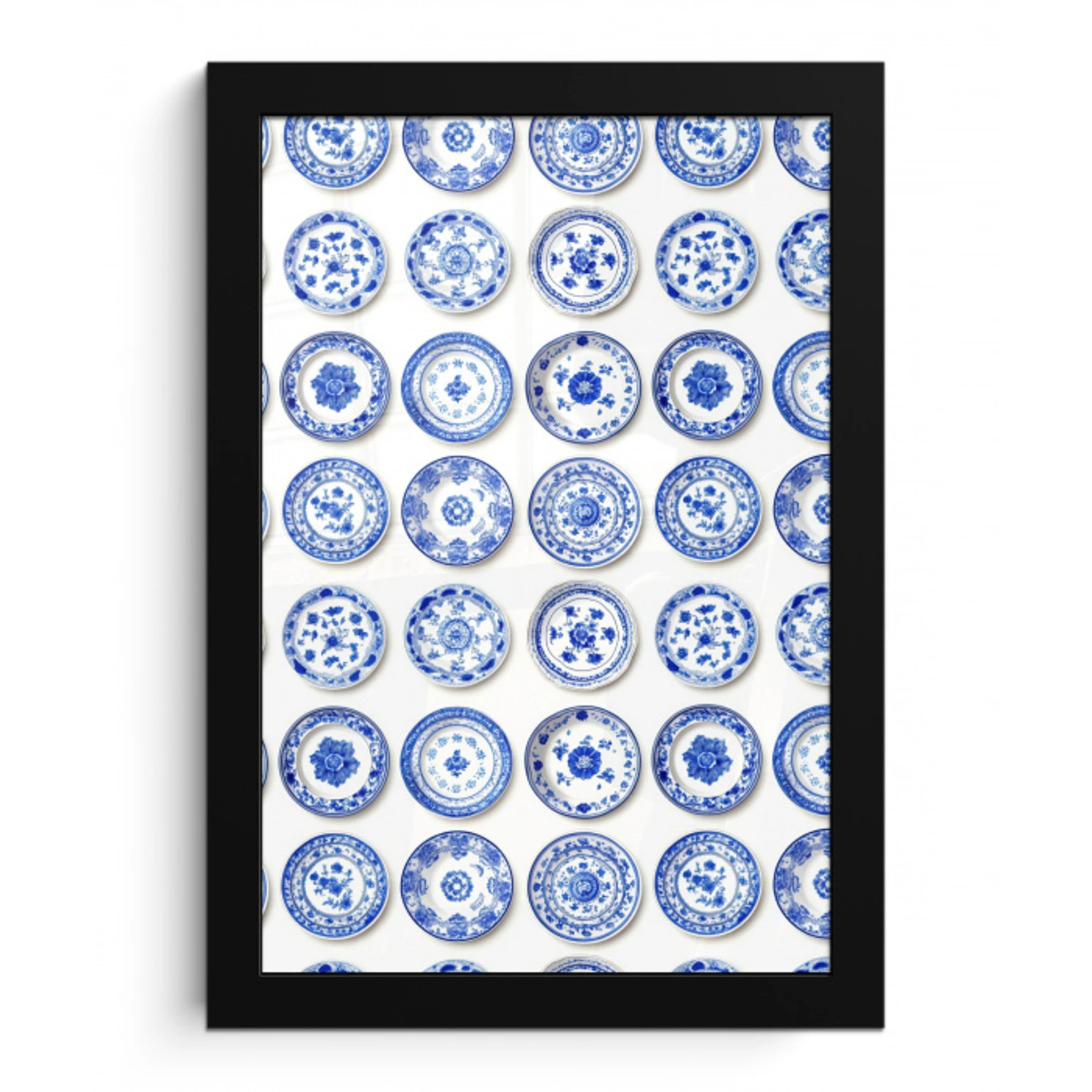 Borden - Bloemen - Patroon - Blauw fotolijst zwart zonder passe partout klein 224 -3d
