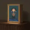 Vrouw - Vlinder - Bril - Blauw - Modern - Portret Light Box met kabel (Tafellamp) klein -z3d_website