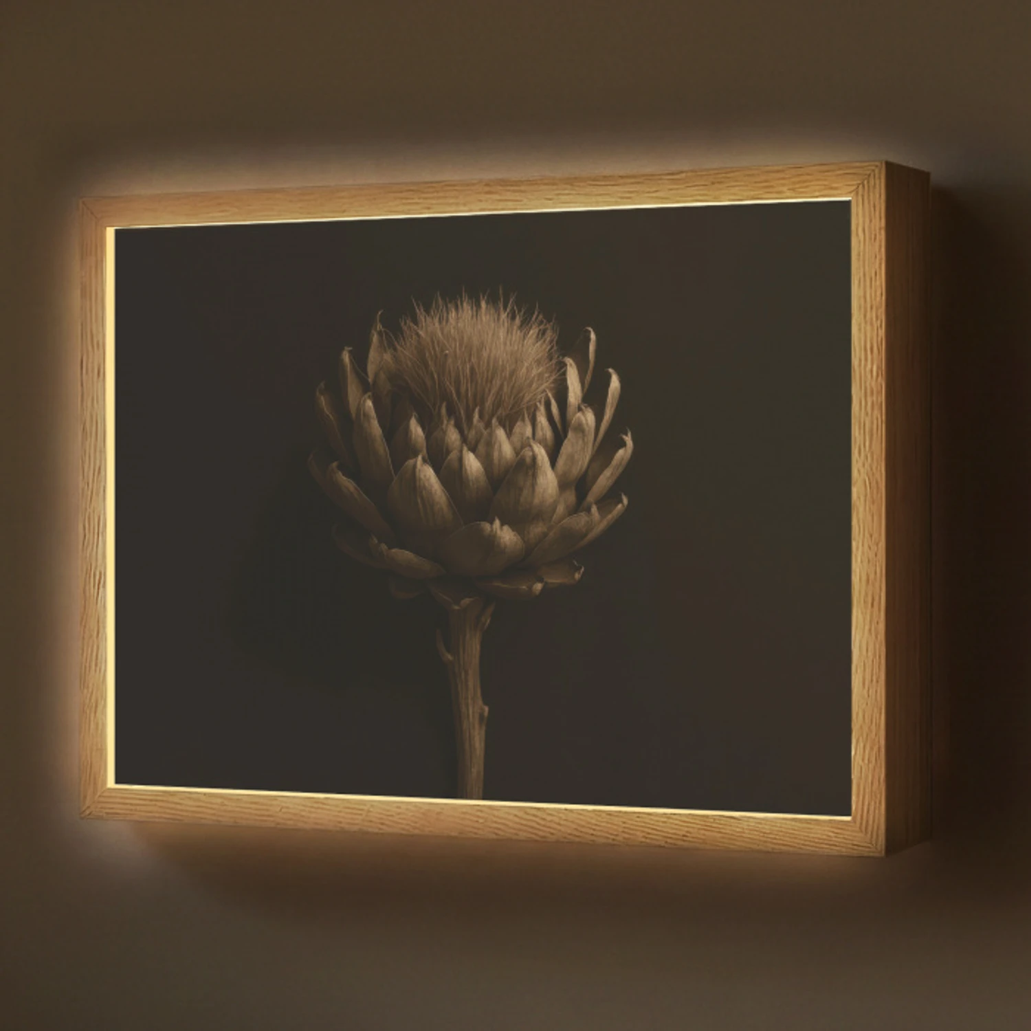 Donkerbruin - Bloem - Textuur - Artisjok Light Box met batterij (Wandlamp) middel -z3d_website