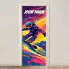 Snowboarder in felle neonkleuren met de tekst “Deze kamer is van: jouw naam”. deurposter klein -3d_beige