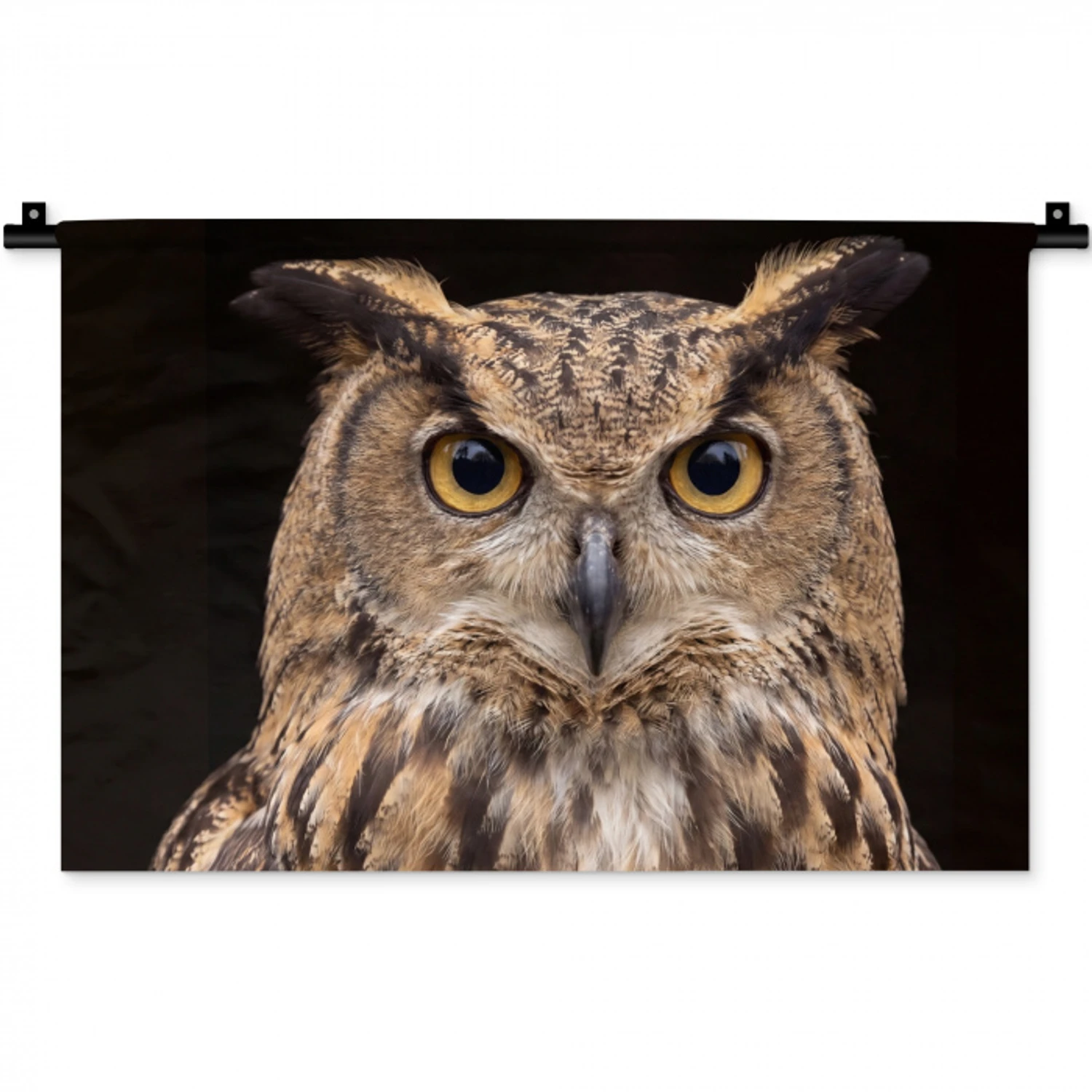 Oehoe - Uil - Portret - Bruin Wandkleed katoen klein -zz3d