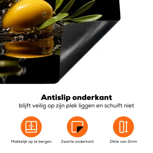 Olijven - Groen - Water - Zwart Inductie beschermer vinyl 3mm klein -zzzzzzz-td-onderkant