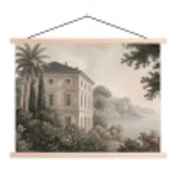 Zee - Villa - Beige textielposter latten blank klein -3d