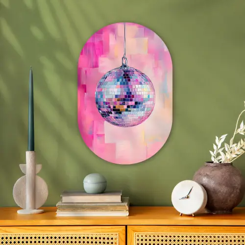 Discobal - Pink - Verf Wandcirkel Ovaal Forex klein -sfeer2