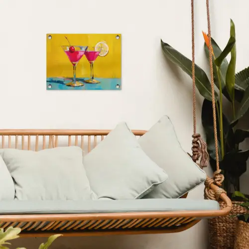 Glazen - Cocktail - Citroen - Kers tuinposter los doek klein -sfeer7