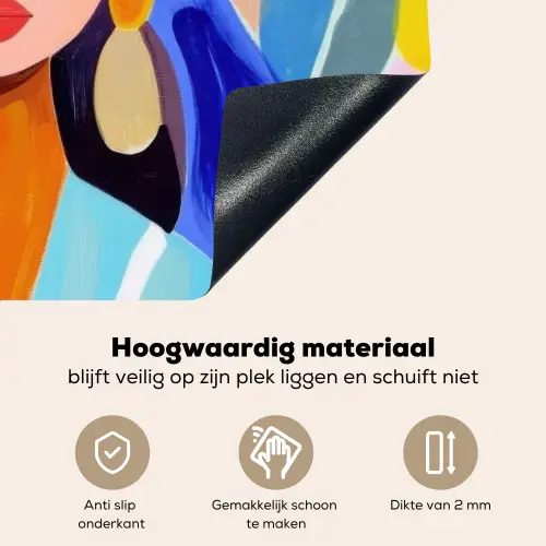 Portret - Vrouw - Modern Inductie beschemer met haakjes klein -ky-onderkant-nl