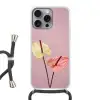 Bloemen - Anthuriums - Geel - Roze Hoesje iPhone 16 Pro Max met koord klein -3d