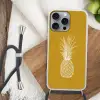 Lijnillustratie - Ananas - Bladkroon - Okergeel Hoesje iPhone 16 Pro Max met koord klein -sfeer4