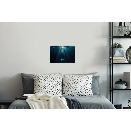Walvis - Water - Zonnestralen - Blauw Muursticker klein -slaapkamer