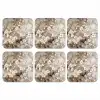 Bloemen - Wit - Goud - Beige  - Luxe onderzetter kurk middel -3d