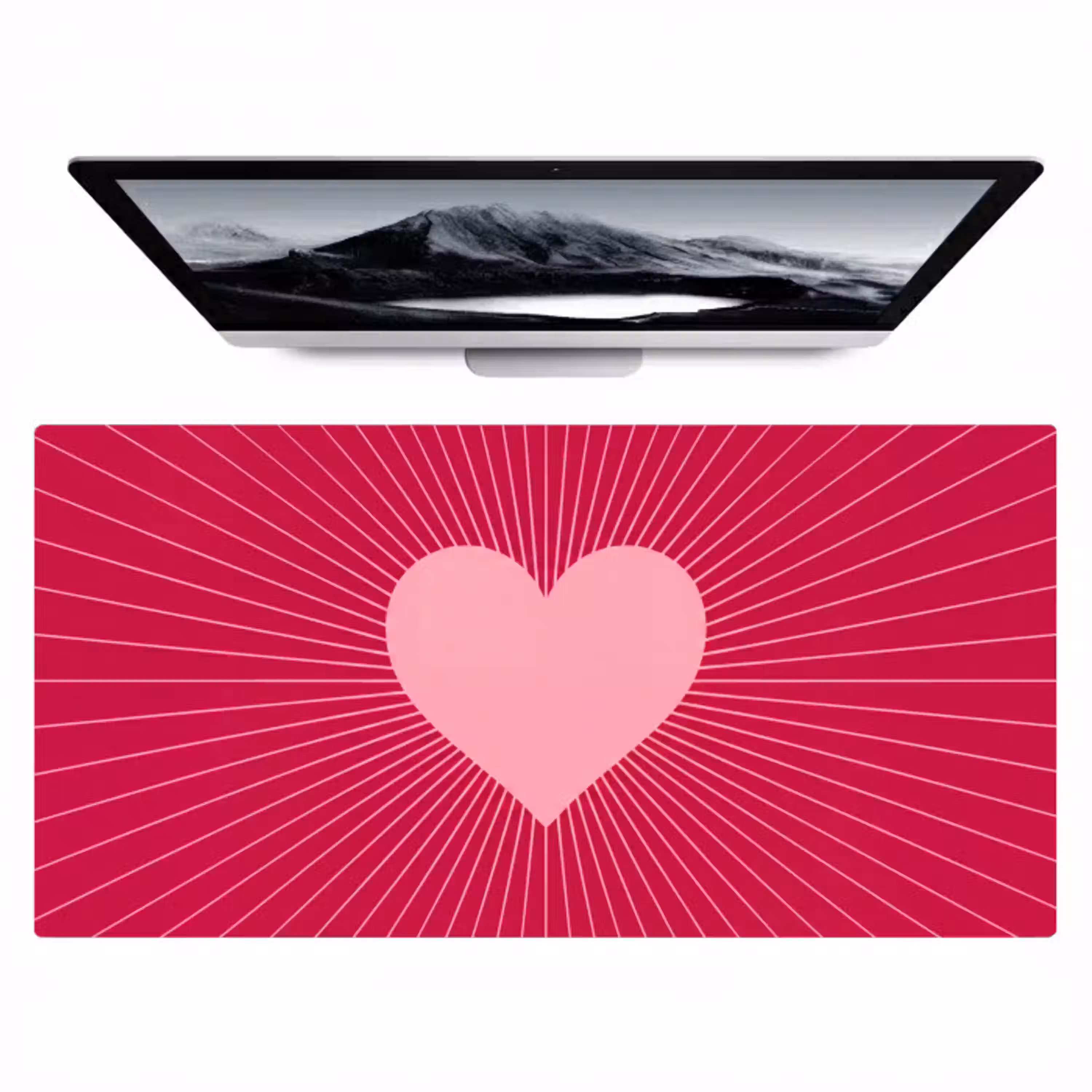 Hart - Stralen - Liefde - Abstract - Roze Muismat XXL klein -zzz3d