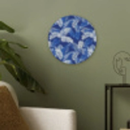 Palmblad - Patroon - Blauw Akoestische PET Vilt - Rond klein 838 -sfeer2