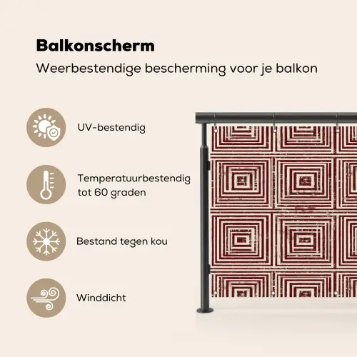Geometrisch - Patroon - Rood Balkonbeschermer Duitsland klein 596 -specs_NL