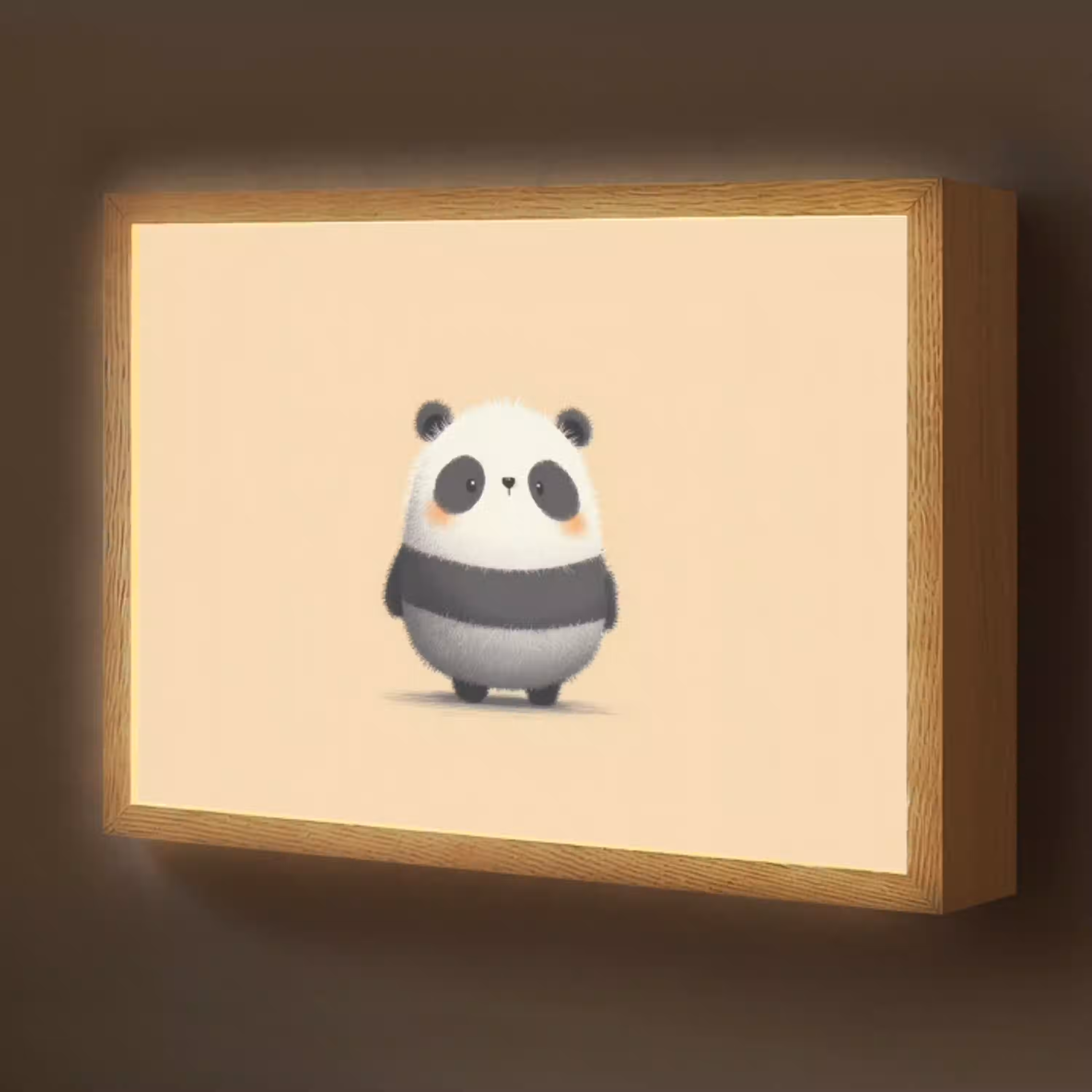 Panda - Beige - Minimalistisch Light Box met batterij (Wandlamp kind) middel -z3d_website