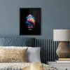 Gekleurde flamingo voor een verfexplosie fotolijst zwart zonder passe partout klein -sfeer3
