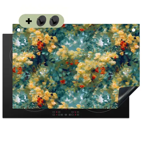 Geel - Bloemen - Groen - Bladeren Inductie beschemer met haakjes klein 777 -3d