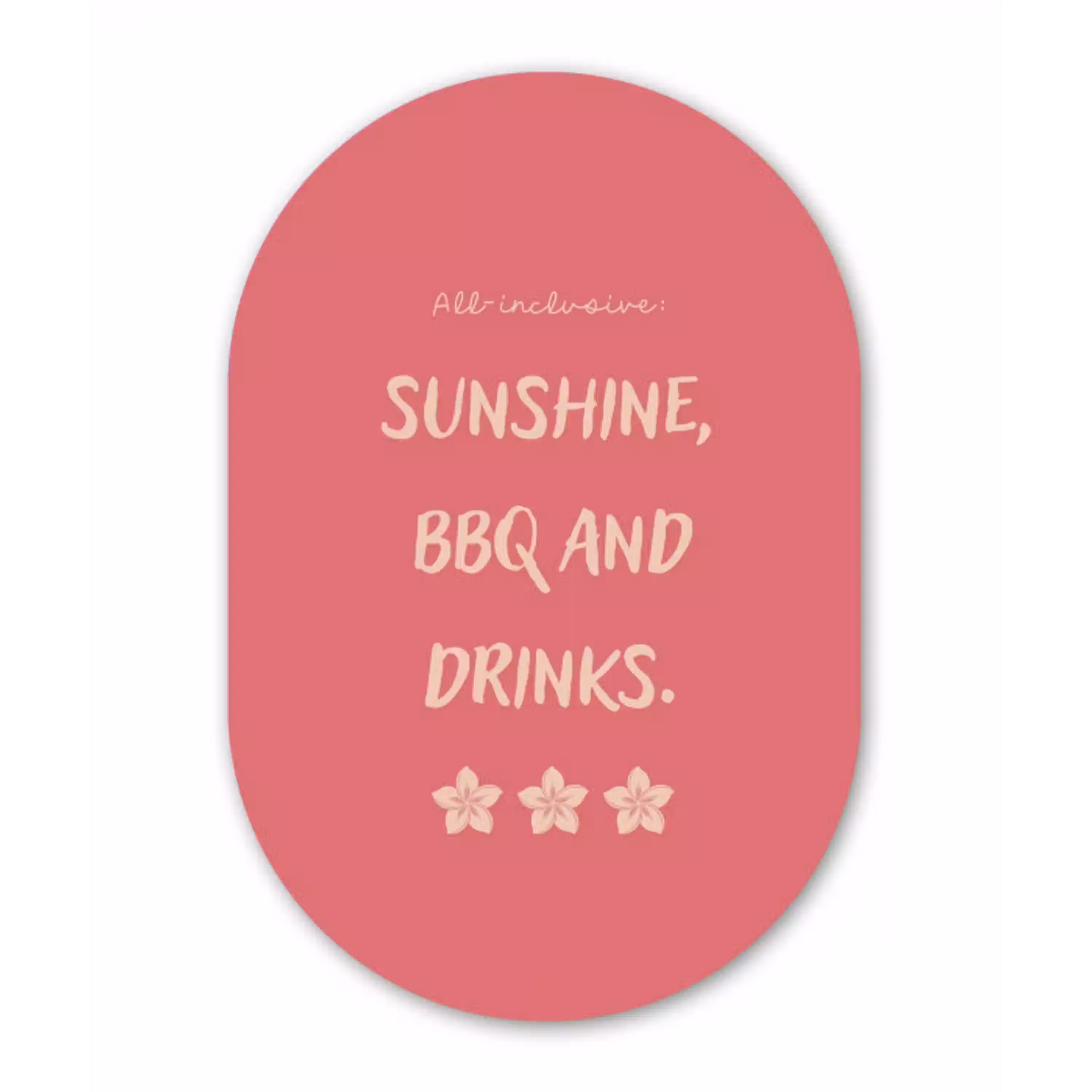 BBQ - Quote - Roze - Zomer Wandcirkel Ovaal Glas middel -3d