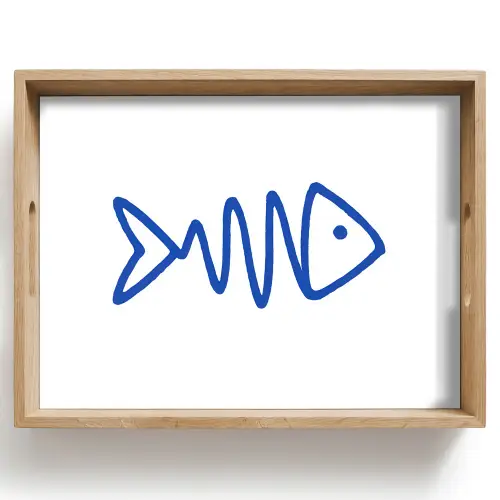 Vis - Minimalistisch - Blauw - Lijn Dienblad Rechthoek middel -z3d_shopping